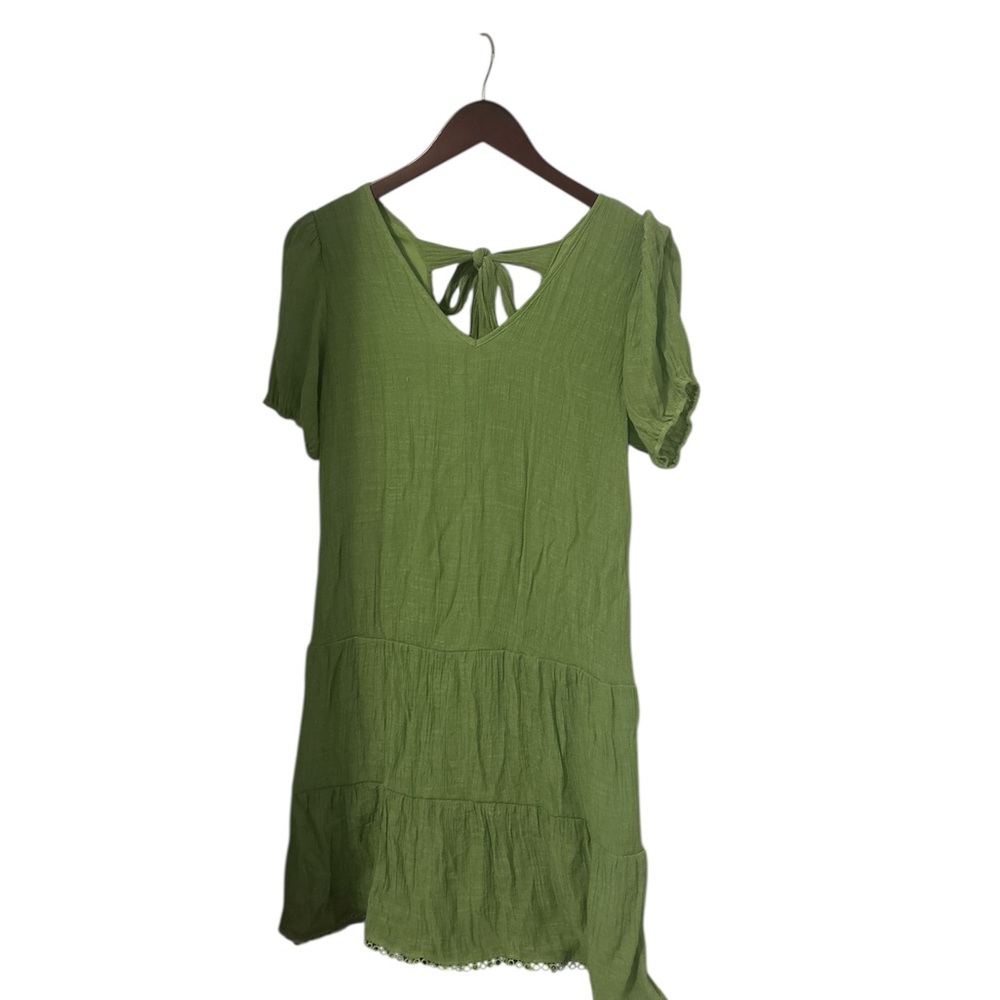 Indigo Rose Women’s Short Dress, Puff Sleeves, Green, Small
